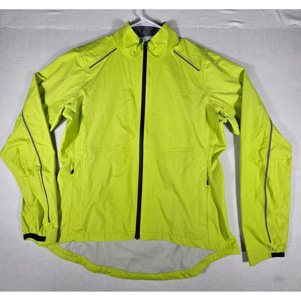 REI Co-op Cycles Womens Cycling Jacket Lime Green Reflective Full Zip Large